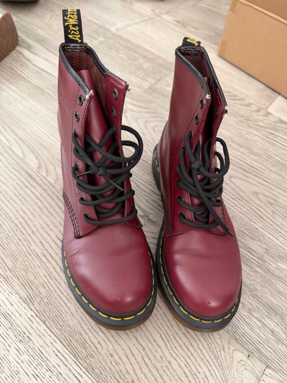Dr. Martens Women's Cherry Red Leather Lace-Up Boots